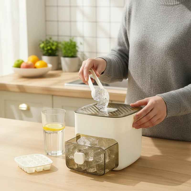 Ice Cube Tray Push-Button Release Stackable Hygienic 48 Cubes