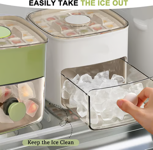 Ice Cube Tray Set Push-Button Release 48-Cube Stackable