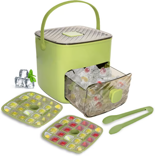 Ice Cube Tray Set Push-Button Release 48-Cube Stackable