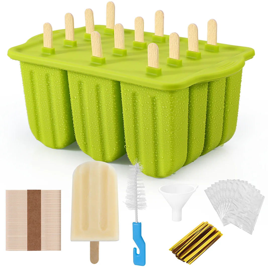 Ice Pop Mold 10-Cavity Silicone With Lid