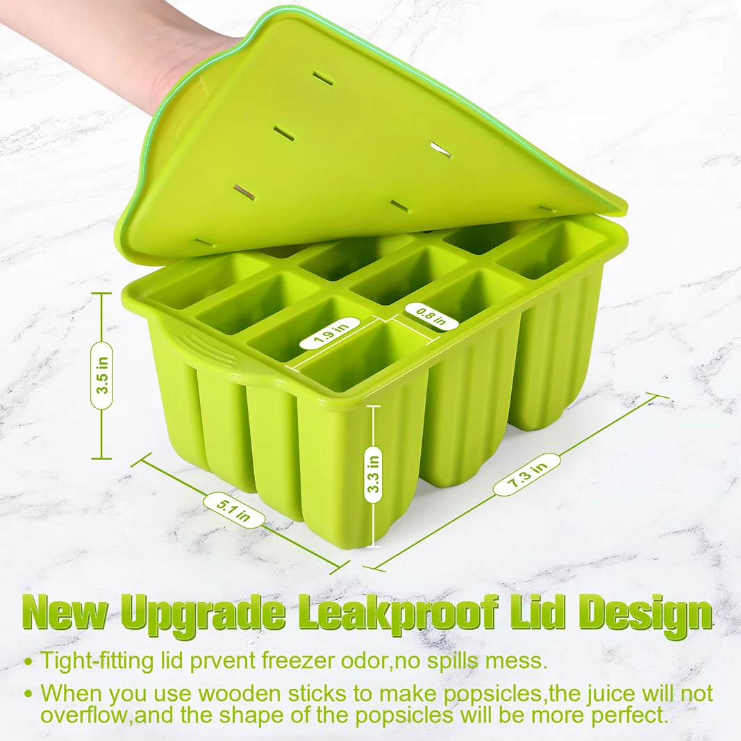 Ice Pop Mold 10-Cavity Silicone With Lid