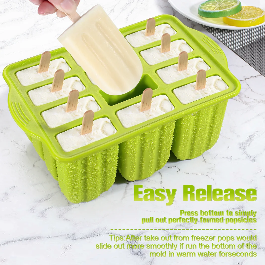 Ice Pop Mold 10-Cavity Silicone With Lid
