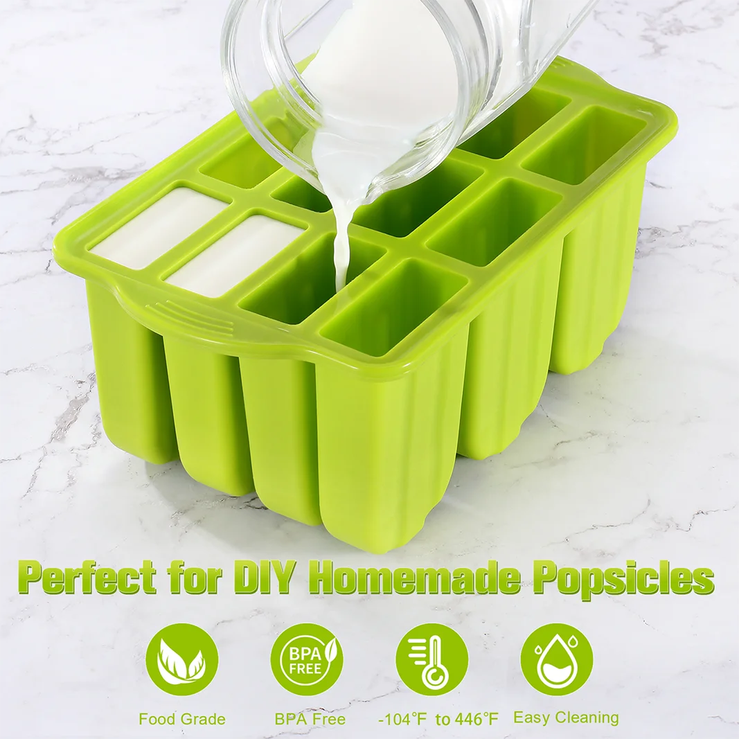 Ice Pop Mold 10-Cavity Silicone With Lid