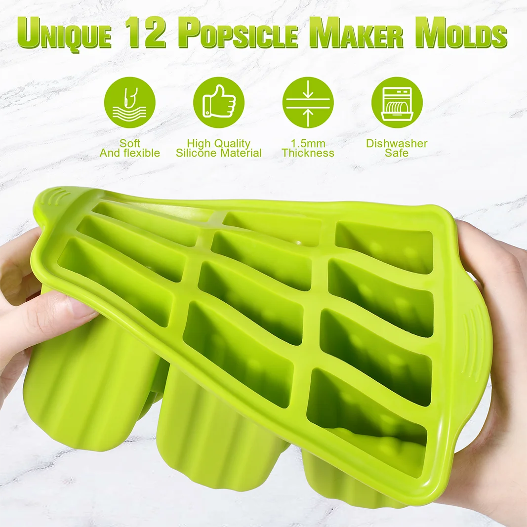 Ice Pop Mold 10-Cavity Silicone With Lid