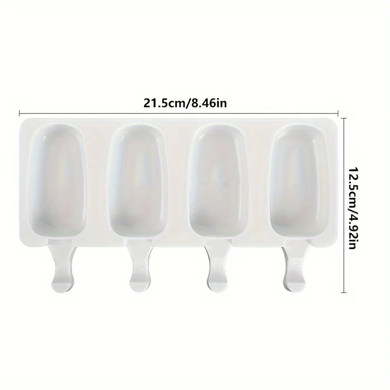 Ice Pop Mold Food-Grade Silicone Flexible 4-Cavity