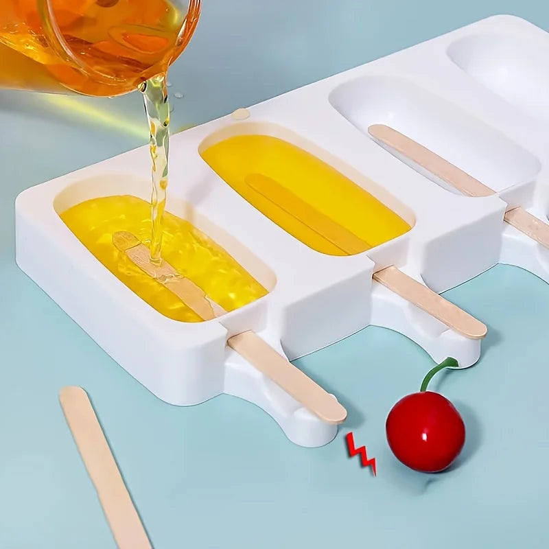 Ice Pop Mold Food-Grade Silicone Flexible 4-Cavity