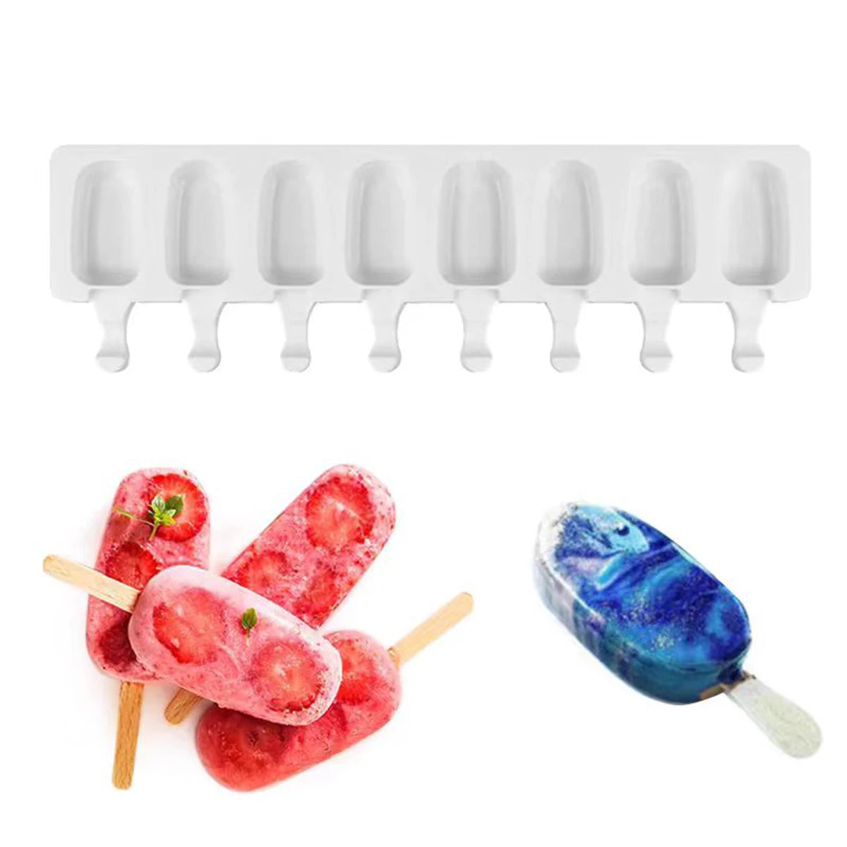 Ice Pop Mold Food-Grade Silicone Flexible 4-Cavity