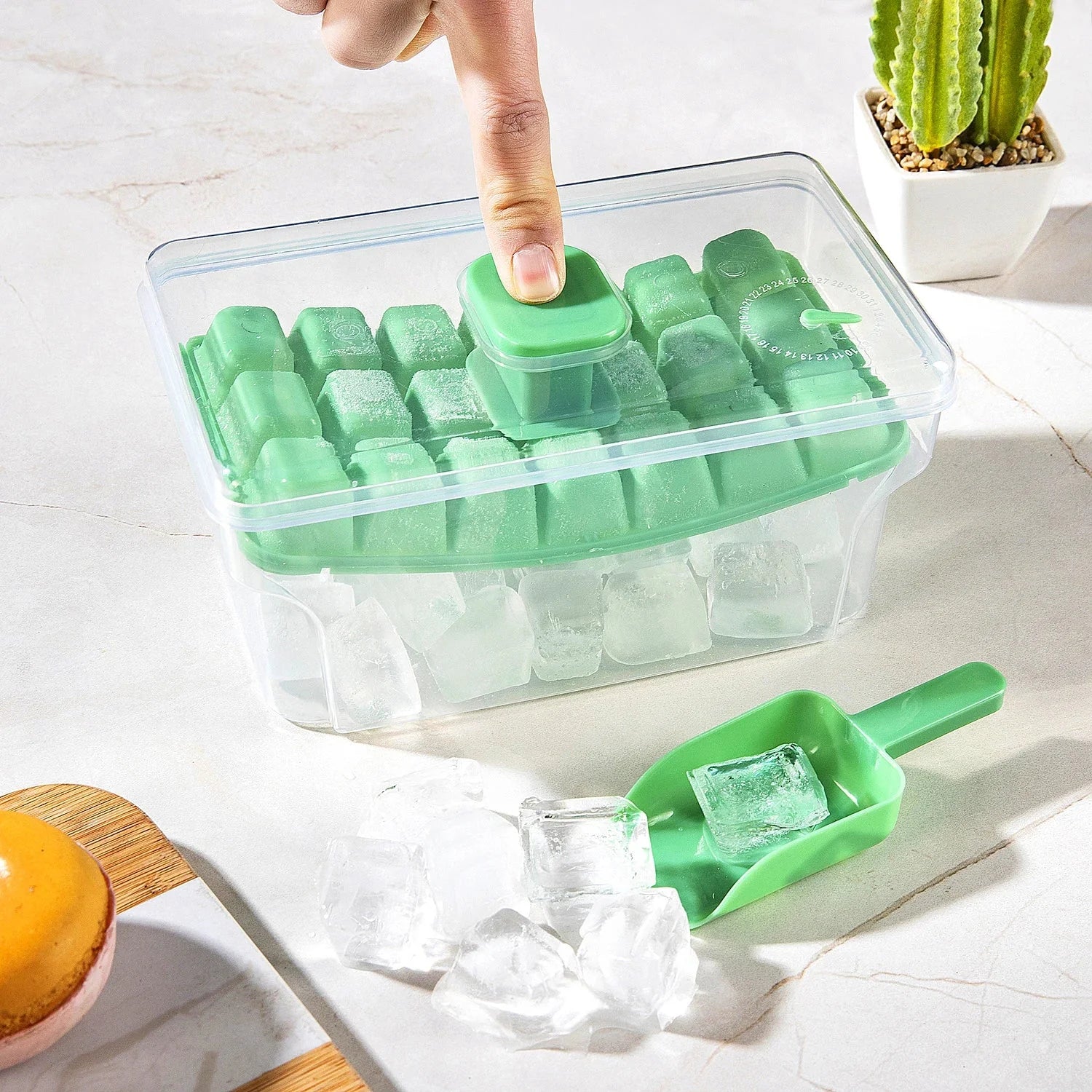 Ice Tray Set Push-Button Release Stackable 68-Cube