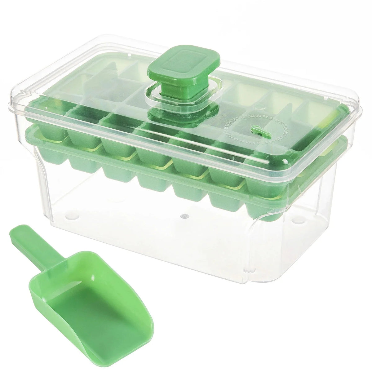 Ice Tray Set Push-Button Release Stackable 68-Cube