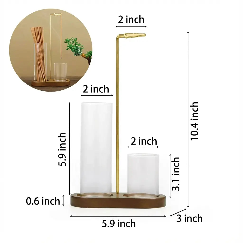 Incense & Candle Holder Wood Base Ash Catcher