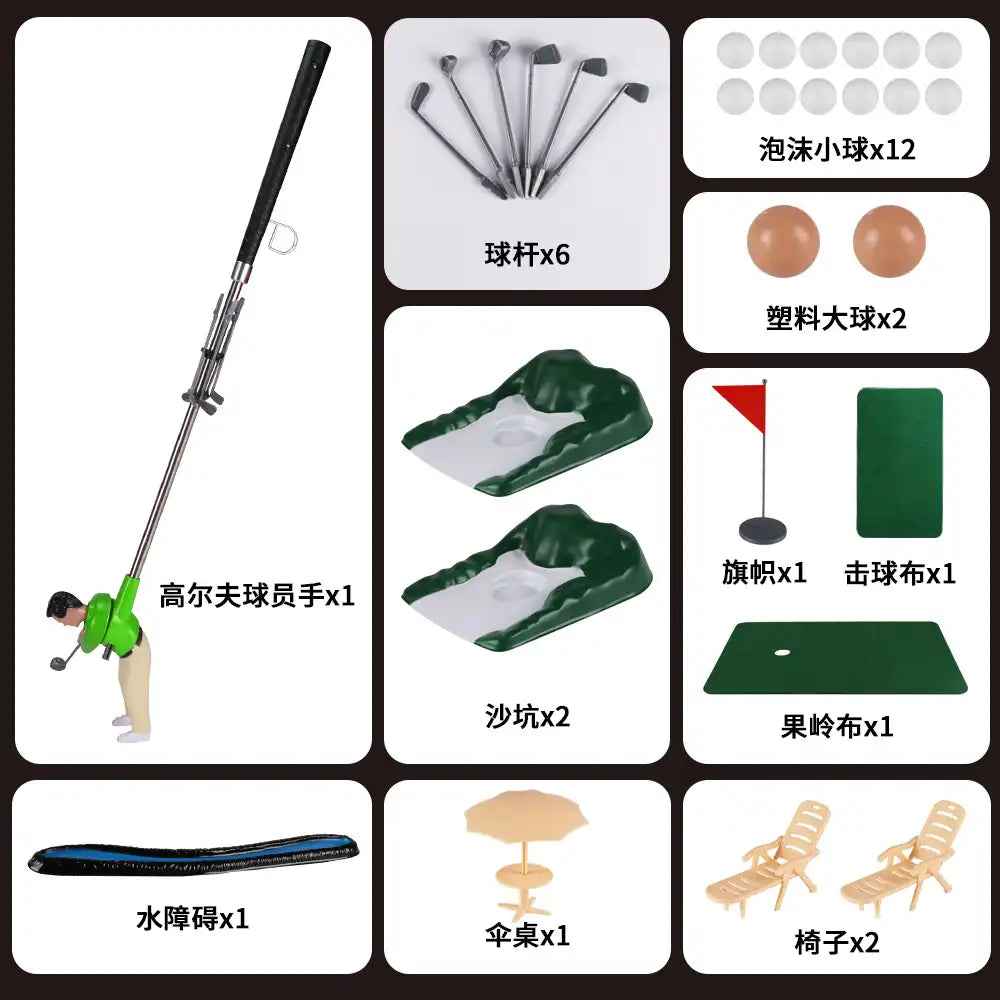 Indoor Golf Set 5 Clubs Putting Mat & Movable Cup