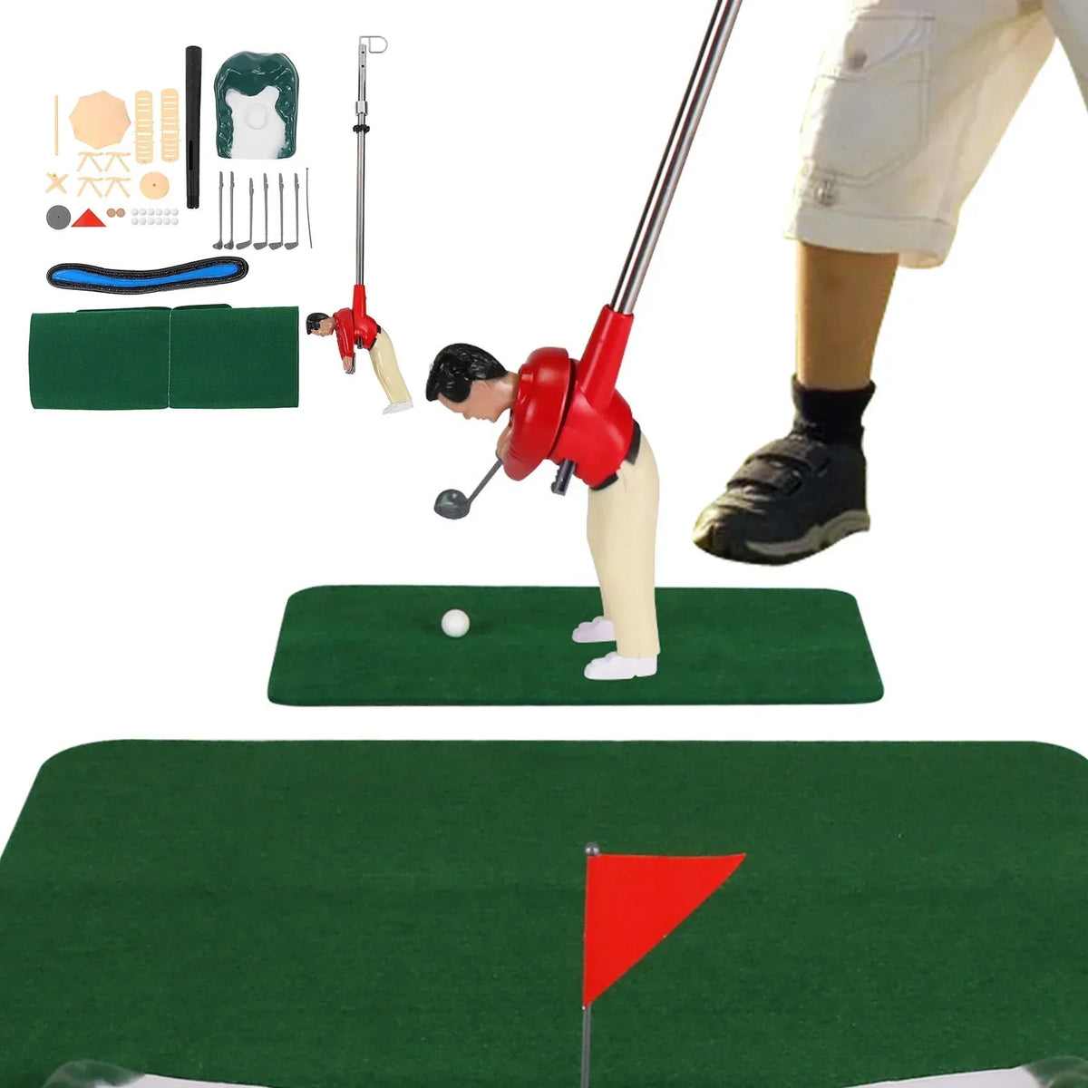 Indoor Mini Golf Set Movable Golfer Foldable Felt Mat