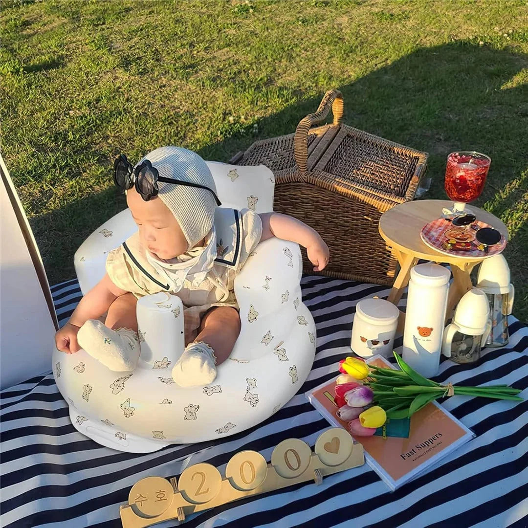 Inflatable Baby Seat Built-In Foot Pump & Ergonomic Backrest