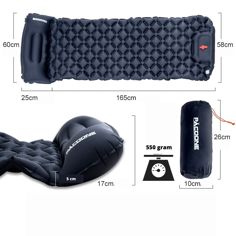 Inflatable Camping Mat Built-In Pump & Integrated Pillow