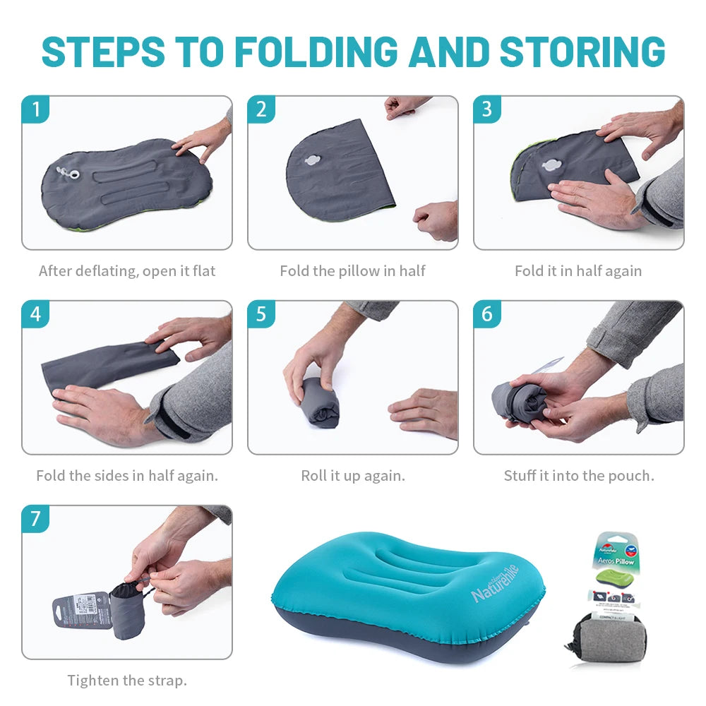 Inflatable Camping Pillow Ultralight Packable Ergonomic Neck Support