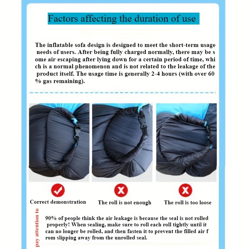Inflatable Lounger Pump-Free Weather-Resistant Polyester