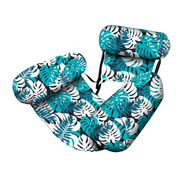 Inflatable Pool Lounger 3-Chamber Upright Mesh Seat Foldable