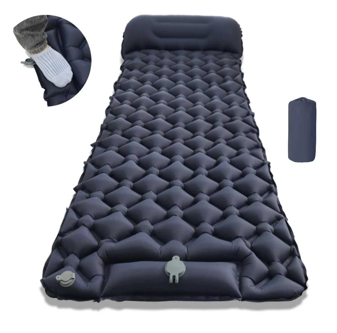 Inflatable Sleeping Mat Integrated Pillow & Foot Pump