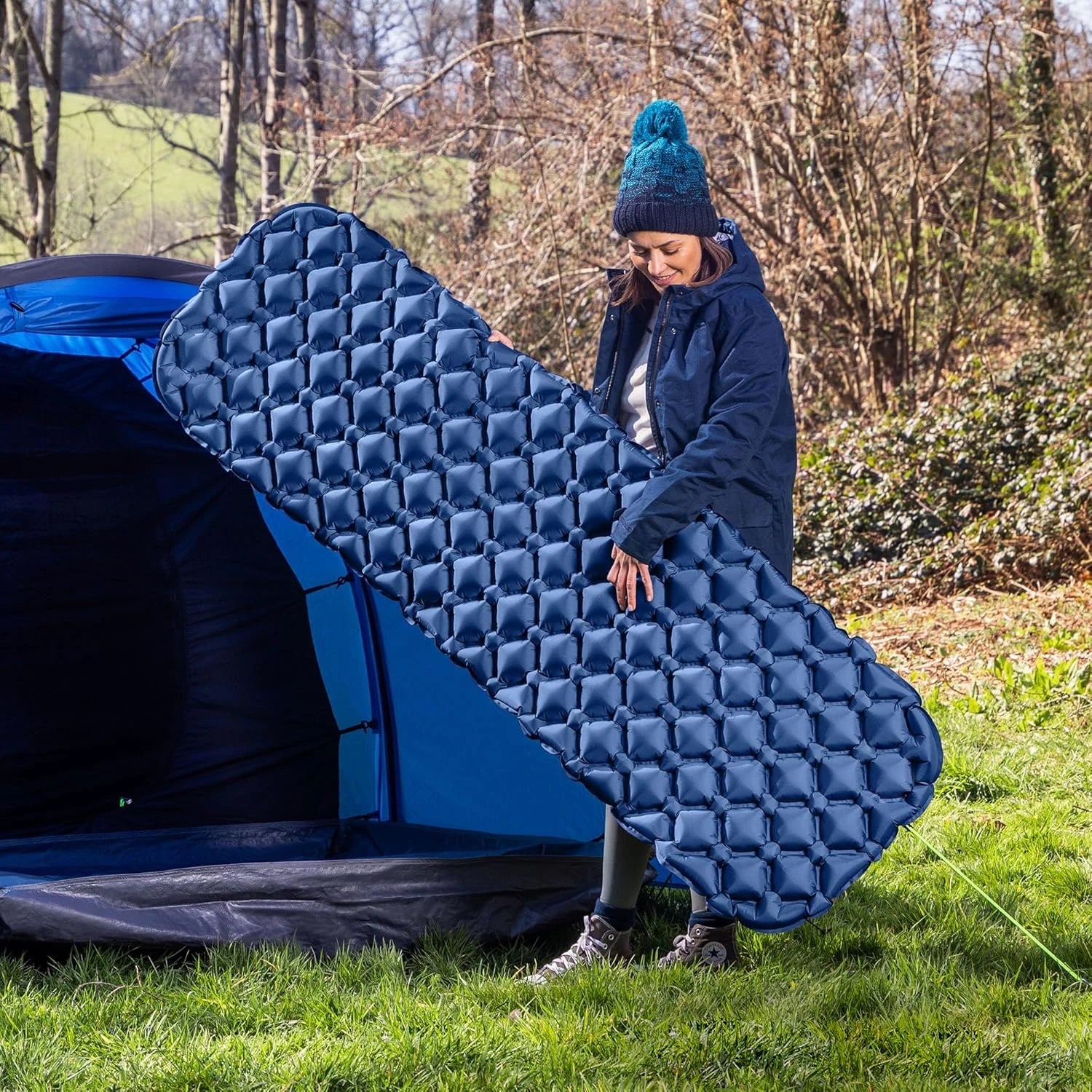 Inflatable Sleeping Pad Ultralight & Packable Ergonomic Air Chambers