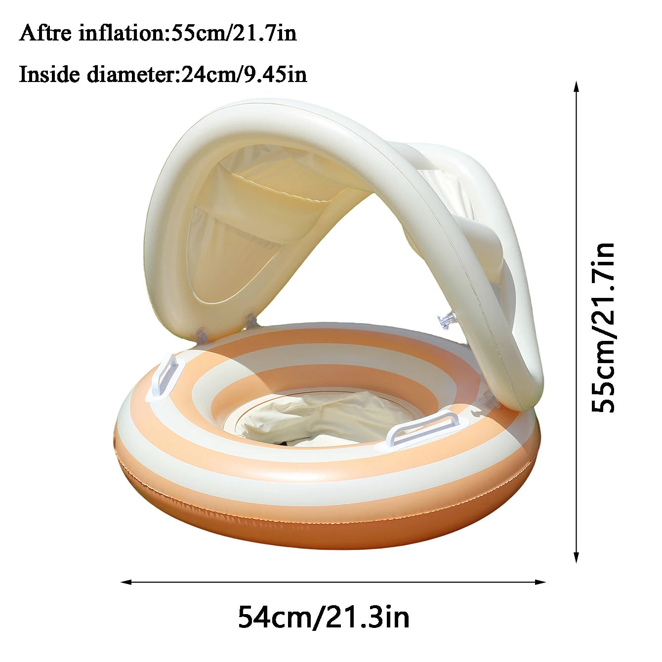 Inflatable Swim Ring Integrated Sunshade & Secure Handles