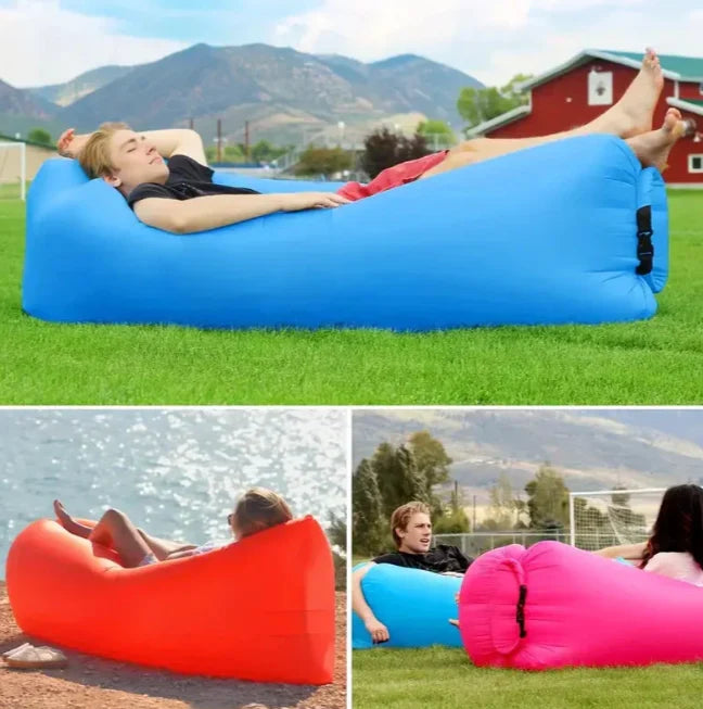 Inflatable Travel Lounger Pump-Free Lightweight Foldable