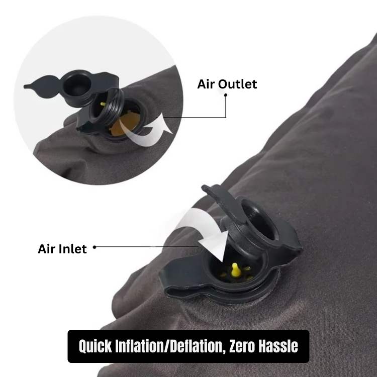 Inflatable Travel Pillow Ergonomic Neck Support Quick Inflate