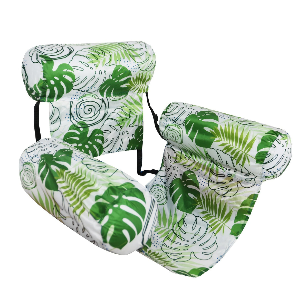 Inflatable Water Hammock Tropical Leaf PVC & Quick-Inflate Valve