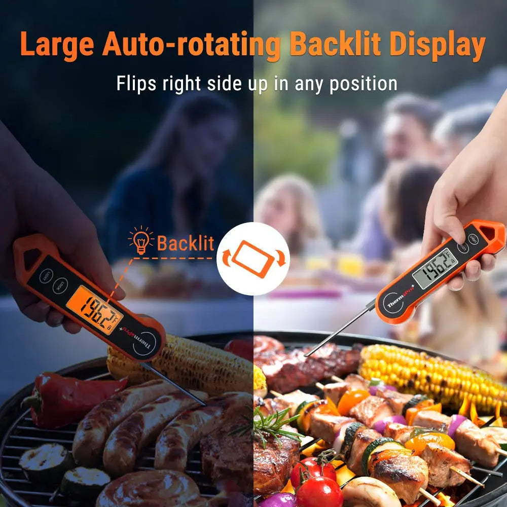 Instant-Read Cooking Thermometer Fast 3-4s Readings Motion-Activated Backlit Display