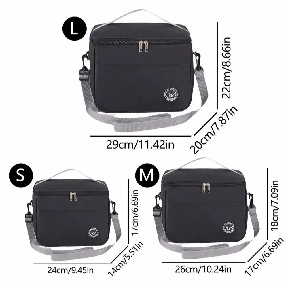 Insulated Lunch Bag Water-Repellent Oxford Padded Shoulder Strap