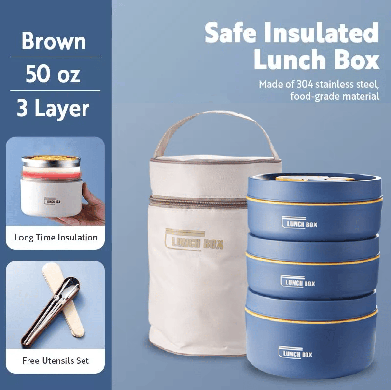 Insulated Lunch Box Vacuum Sealed Stainless Steel & Leak-Proof