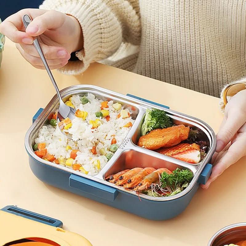 Insulated Lunchbox Stainless Steel Leak-Proof Three Compartments