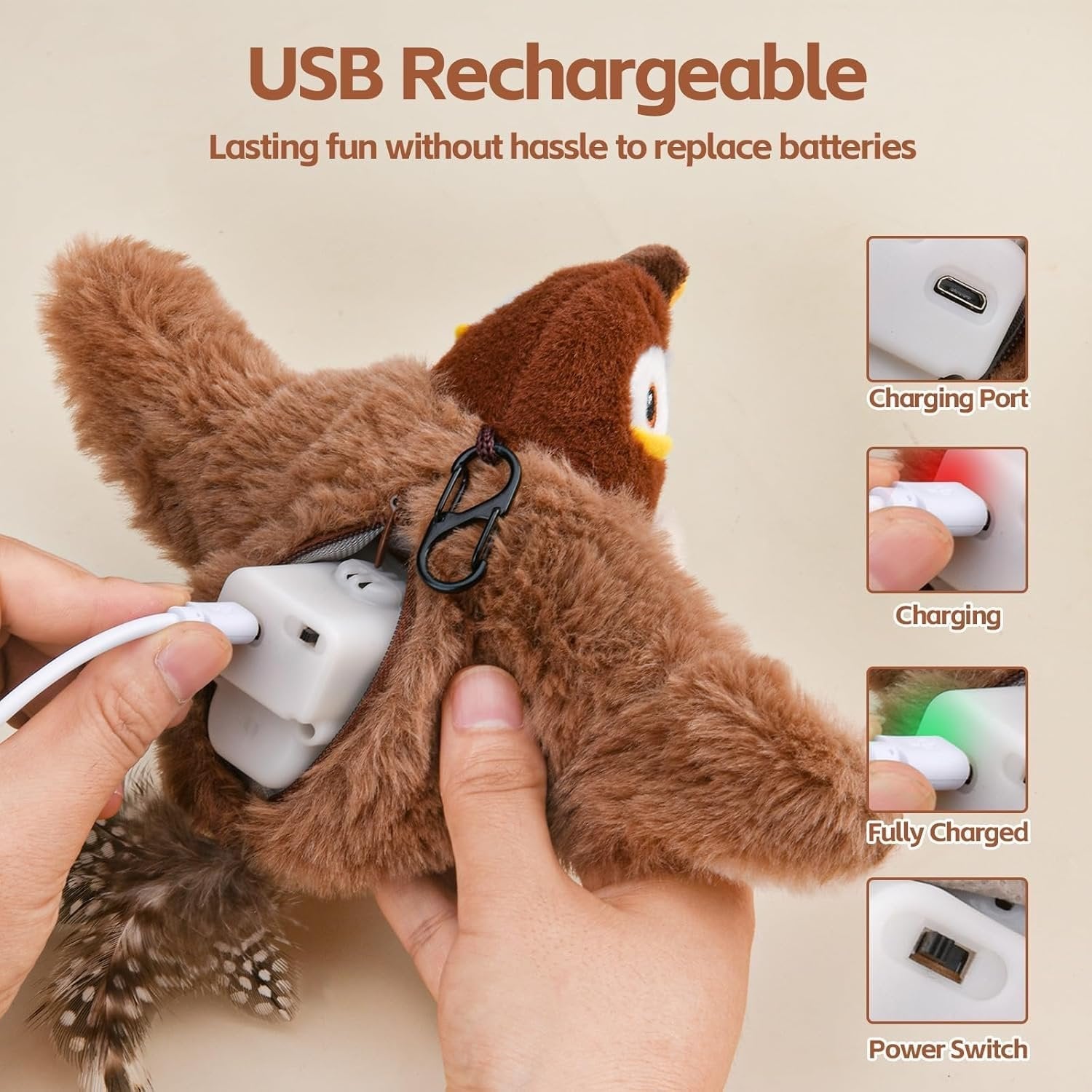 Interactive Cat Toy Motion-Activated Plush USB Rechargeable