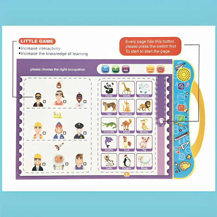 Interactive Learning Book Touch-Sensitive Music & Voice Travel-Friendly