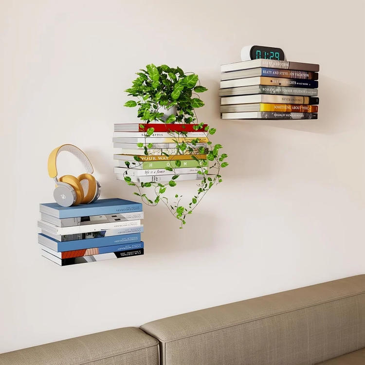Invisible Bookshelf Floating Wall Mount Stainless Steel