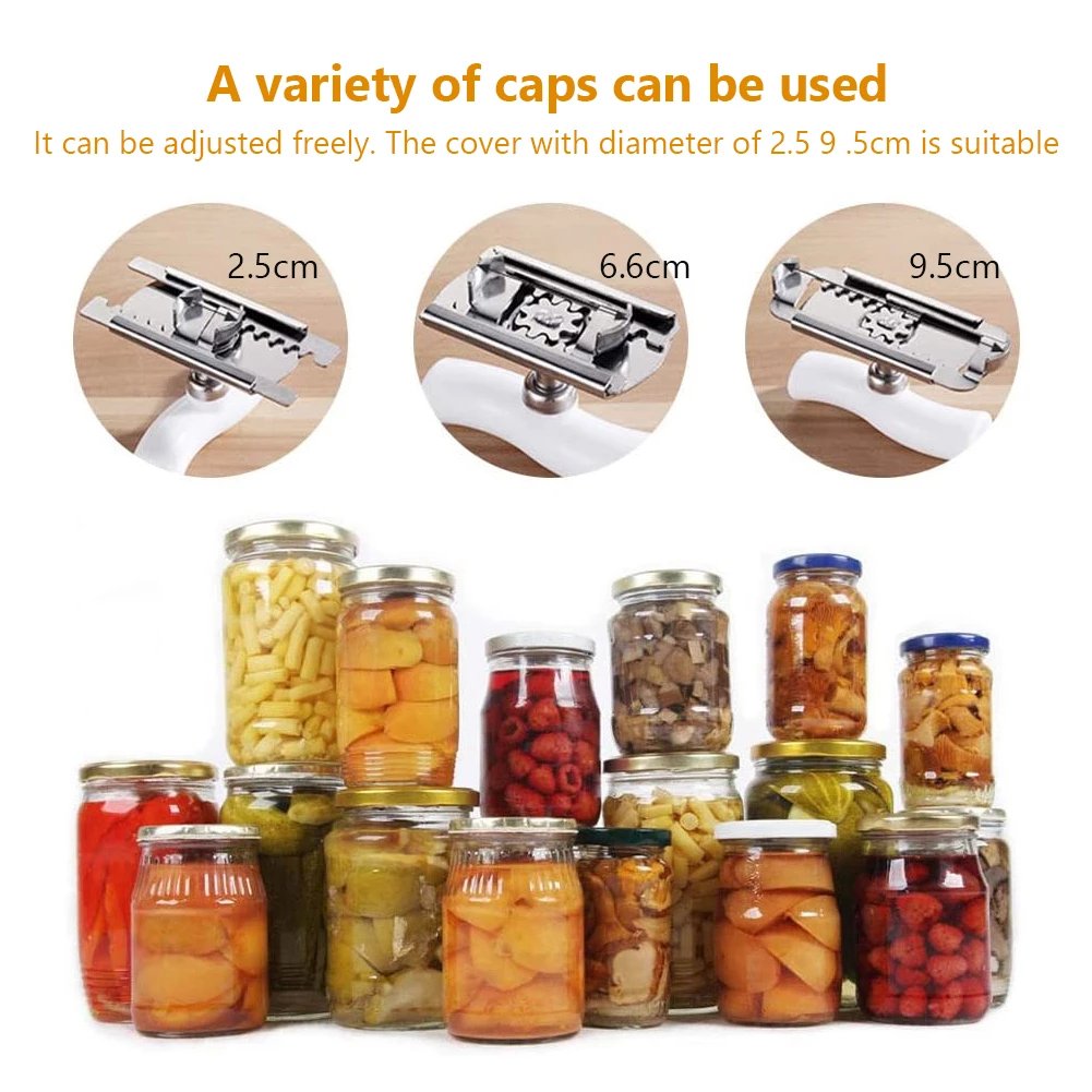 Jar Opener Adjustable Stainless Steel Teeth & Ergonomic Handle