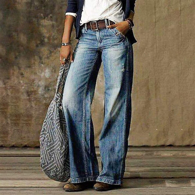 Jeans Wide-Leg Flattering High-Quality Denim