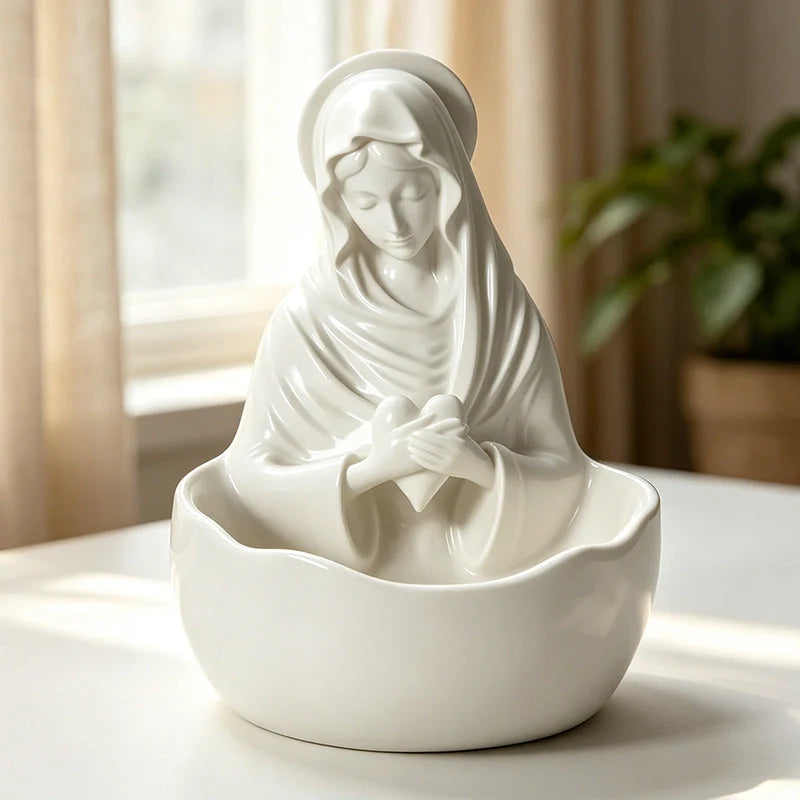 Jewelry Dish Madonna Figurine Matte White Resin