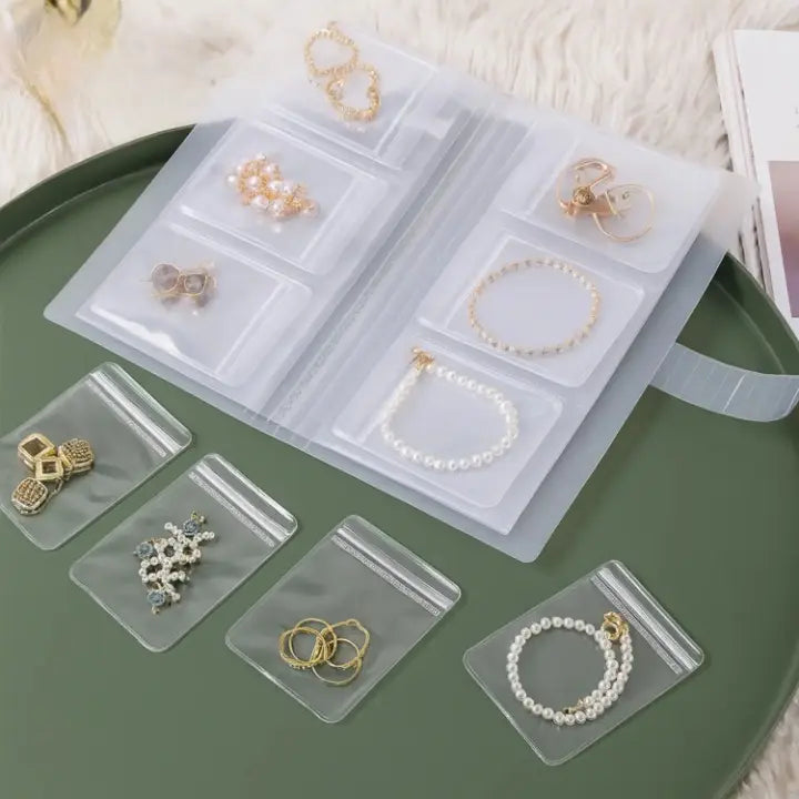 Jewelry Organizer Book 30 Clear Sleeves Travel-Friendly