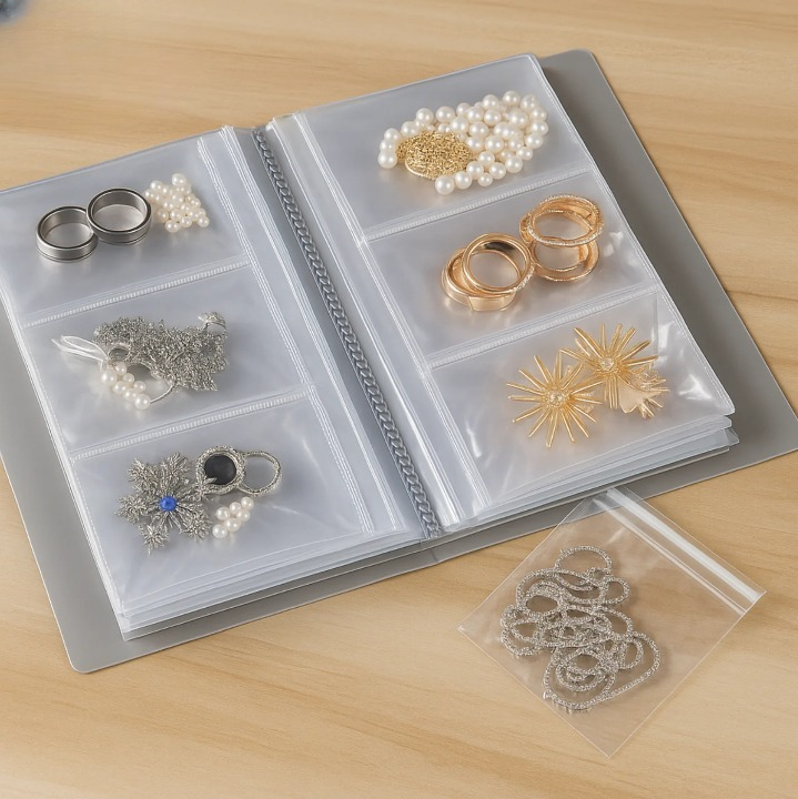 Jewelry Organizer Book Transparent Sleeves 30 Sealable Pockets