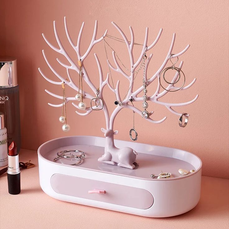 Jewelry Stand Tree Design & Integrated Drawer