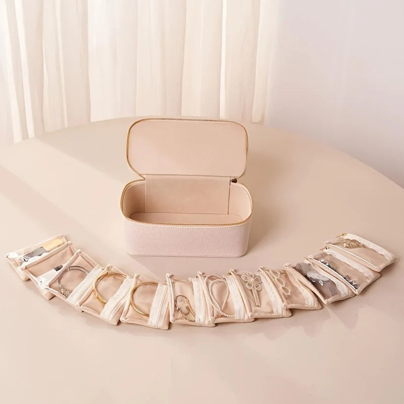 Jewelry Travel Case Removable Velvet Pouches With Windows