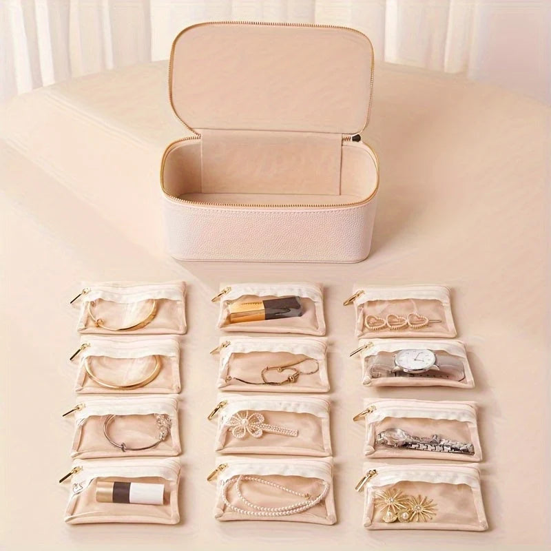 Jewelry Travel Case Removable Velvet Pouches With Windows