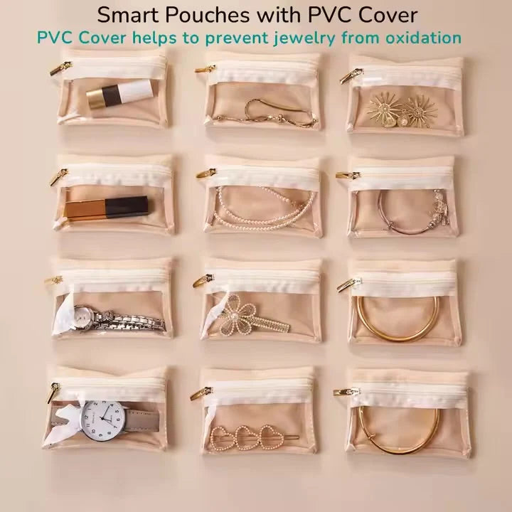 Jewelry Travel Case Removable Velvet Pouches With Windows