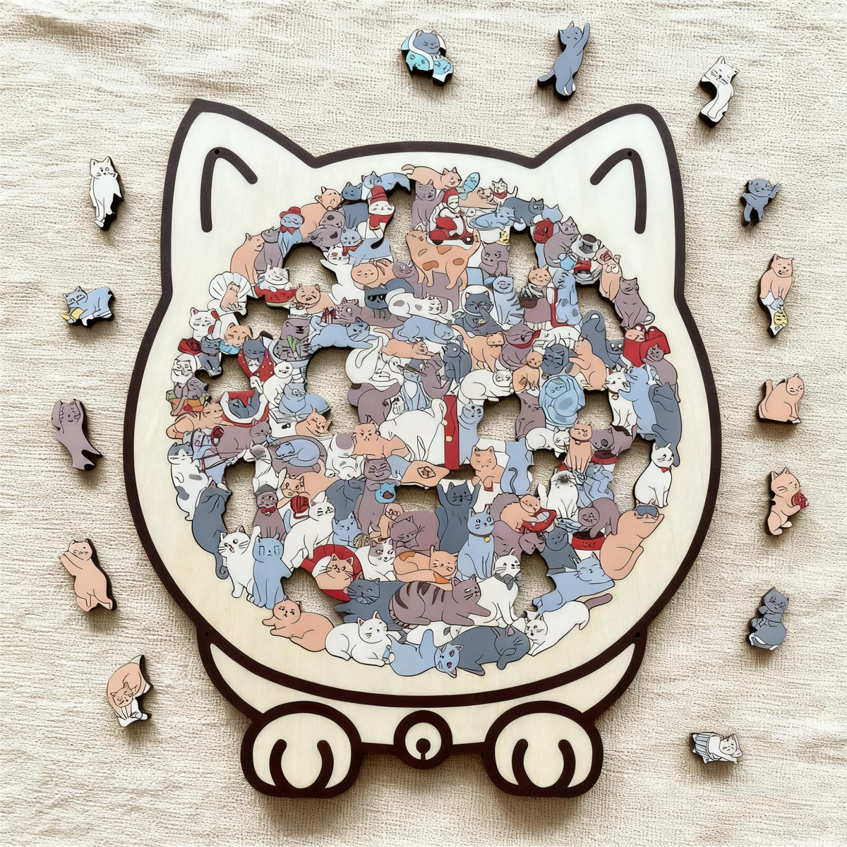Jigsaw Puzzle Wooden Cat-Shaped 135 Pieces