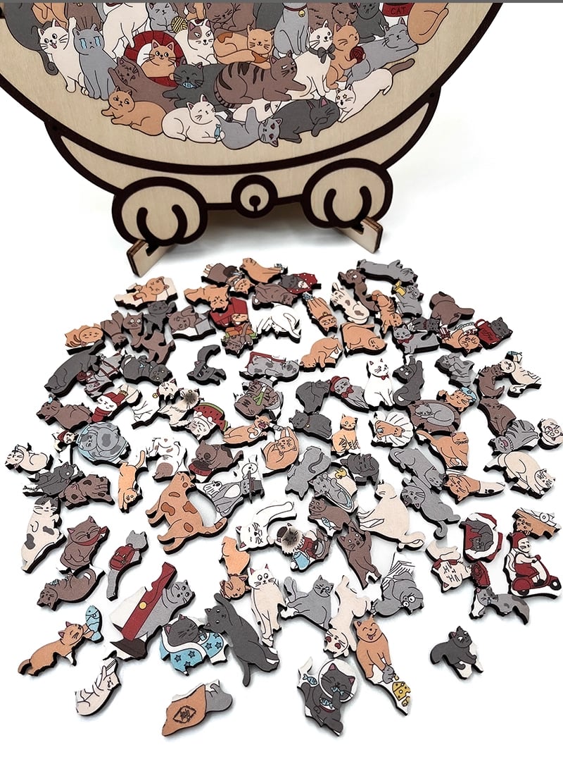 Jigsaw Puzzle Wooden Cat-Shaped 135 Pieces