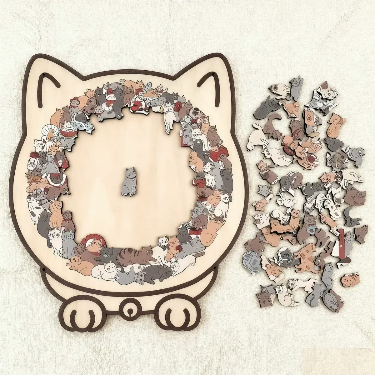 Jigsaw Puzzle Wooden Cat Silhouette 135 Pieces