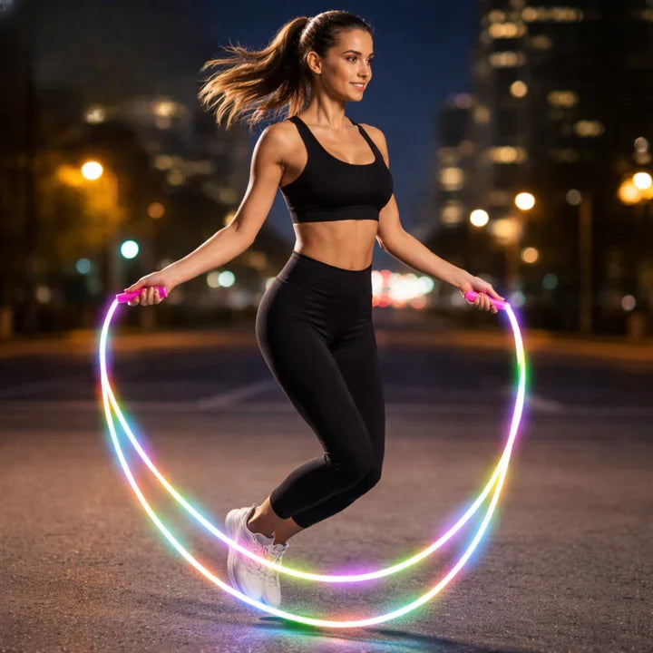 Jump Rope LED Light Trail Adjustable Length Non-Slip Handles