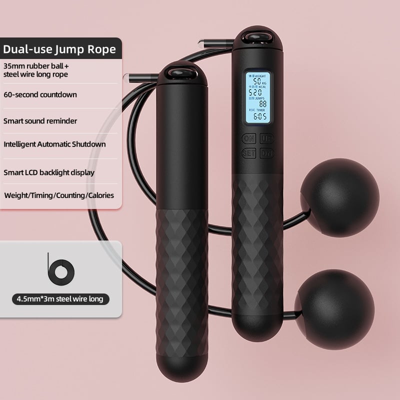 Jump Rope Weighted Dual-Mode Wireless & Steel Cable LED Counter