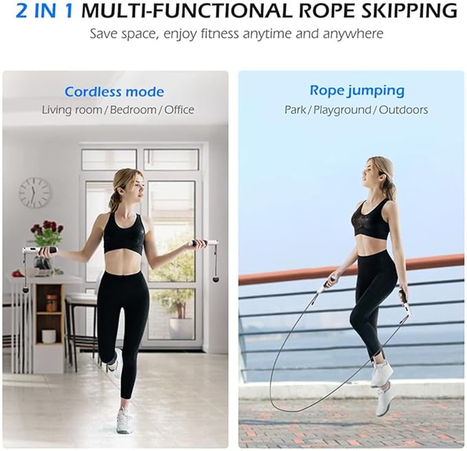 Jump Rope Weighted Dual-Mode Wireless & Steel Cable LED Counter