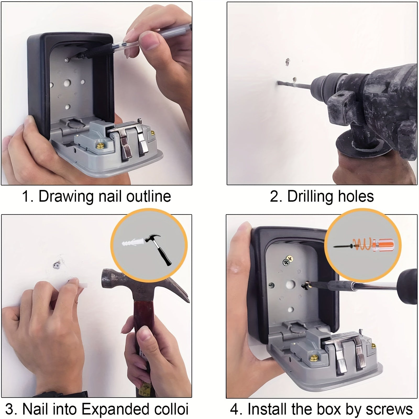 Key Safe Wall-Mount Weatherproof 4-Digit Combination